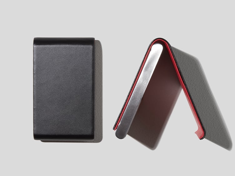 Leather & Brushed Steel Business Card Case