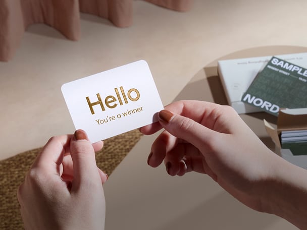 Golden Business Card on display