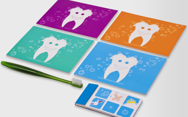 Dentistry Service outlet Premium Business Card with Fun Dental Clipart Pattern